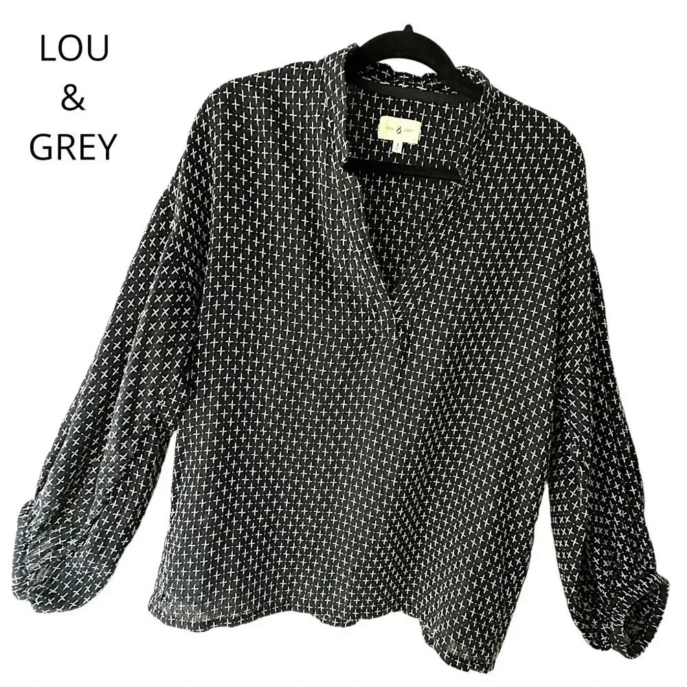 LOU & GREY | LONG SLEEVE TUNIC | BLACK AND WHITE | SIZE: SMALL